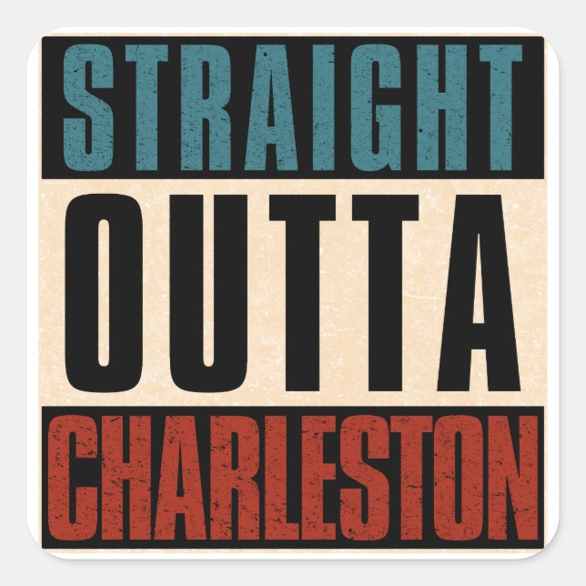 Sticker Carré Droit devant Charleston Caroline du Sud SC (Devant)