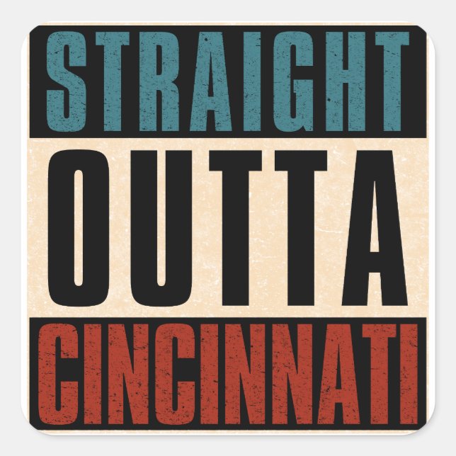 Sticker Carré Droit devant Cincinnati Ohio OH (Devant)