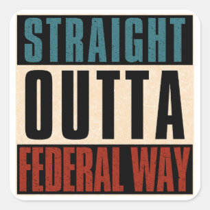 Sticker Carré Droit devant Federal Way Washington WA