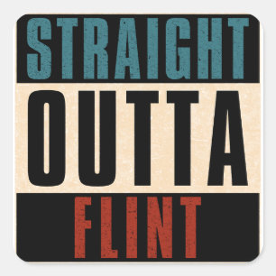 Sticker Carré Droit devant Flint Michigan MI