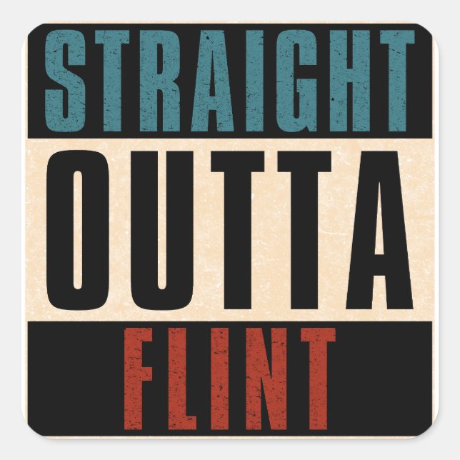 Sticker Carré Droit devant Flint Michigan MI (Devant)