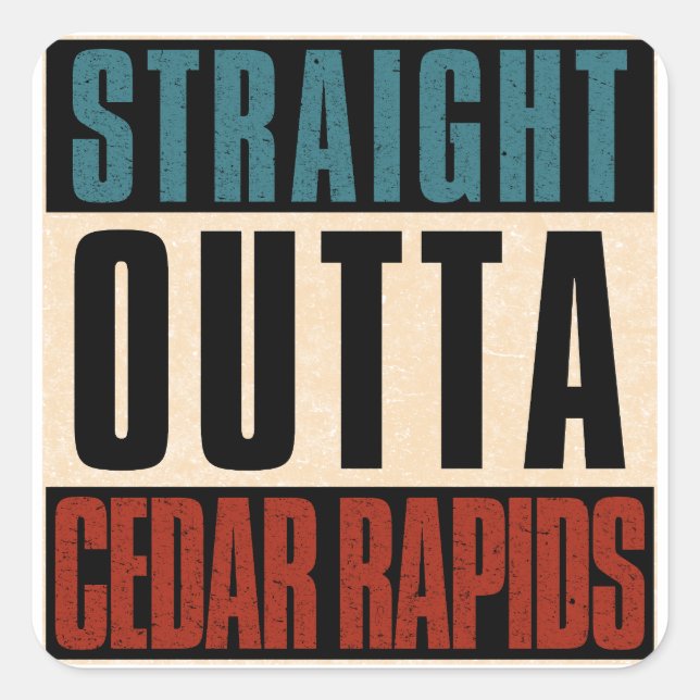 Sticker Carré Droit devant les rapides de cèdre Iowa IA (Devant)