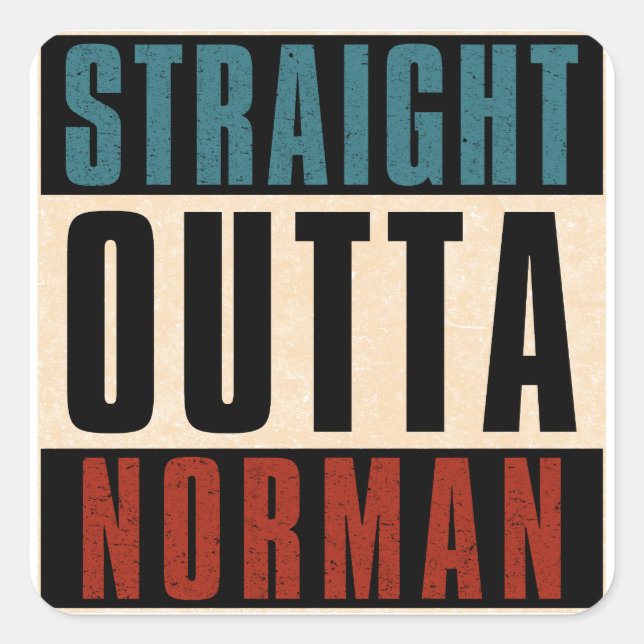 Sticker Carré Droit devant Norman Oklahoma OK (Devant)