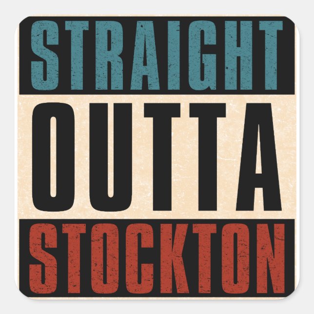 Sticker Carré Droit devant Stockton California CA (Devant)