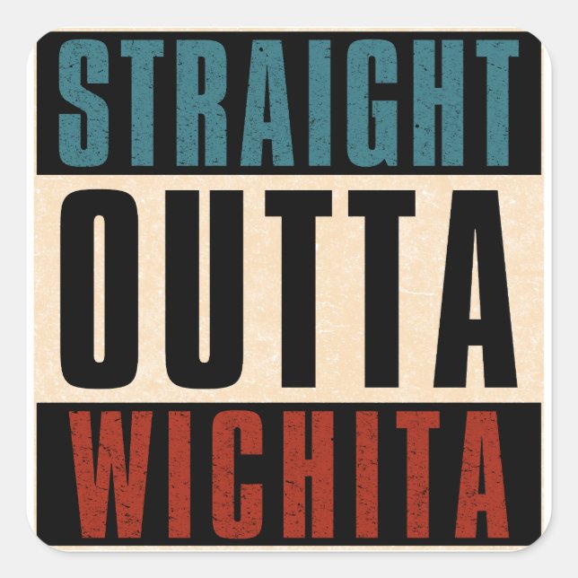 Sticker Carré Droit devant Wichita Kansas KS (Devant)