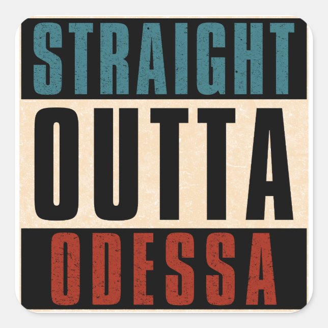 Sticker Carré Droite en direction d'Odessa Texas TX (Devant)
