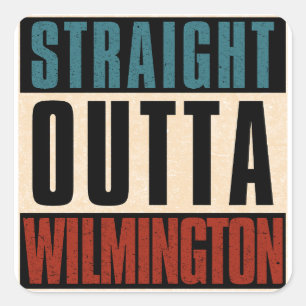 Sticker Carré Droite Outta Wilmington Caroline du Nord NC