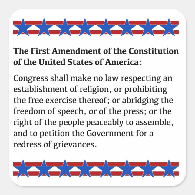 Sticker Carré Droits de premier amendement (Devant)