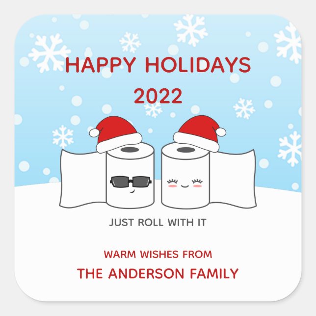 Sticker Carré Drôle 2020 Avec Du Papier Toilette (Devant)