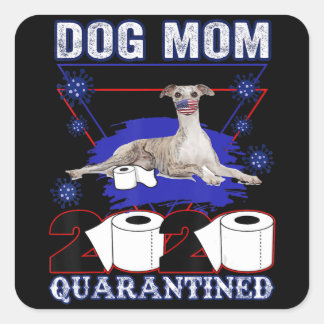 Sticker Carré Drôle 2020 Quarantine Toilet Papier Whippet Chien