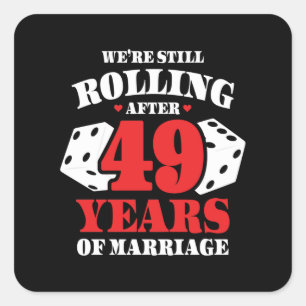 Sticker Carré Drôle 49e Anniversaire de Mariage Couple Marié dep