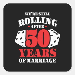 Sticker Carré Drôle 50e Anniversaire de Mariage Couple Marié dep