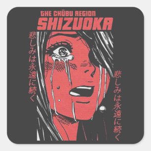 Sticker Carré Drôle Anime Girl Japonaise Otaku Manga Japon