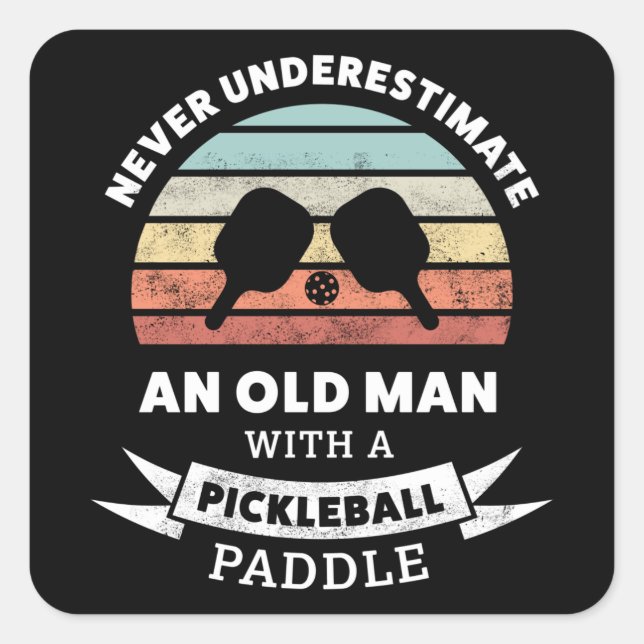 Sticker Carré Drôle cadeau Pickleball Paddle pour grand-père (Devant)