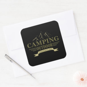 Sticker Carré Drôle camper de camping dit pour les campeurs