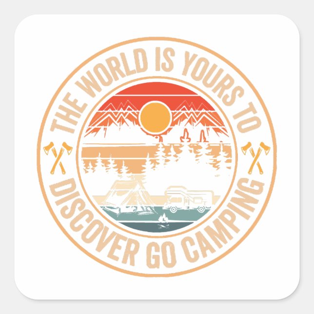 Sticker Carré Drôle Camping Campfire Smores Citation (Devant)