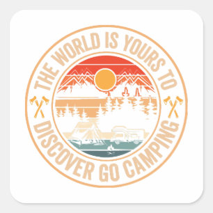 Sticker Carré Drôle Camping Campfire Smores Citation