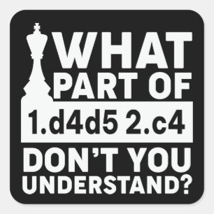 Sticker Carré Drôle Chess Move Black and White