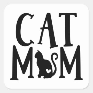 Sticker Carré Drôle Crazy Chat Lady Kitty Maman Kitty Kitties