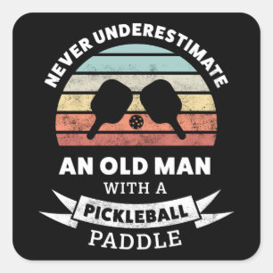 Sticker Carré Drôle de cadeau de paddle-ball pour grand-père