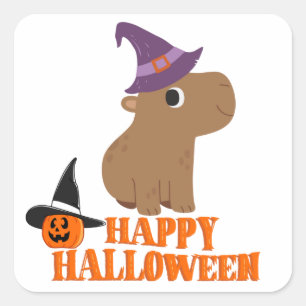 Sticker Carré Drôle de capybara Halloween