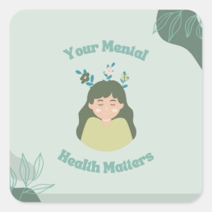 Sticker Carré Drôle de santé mentale progrès et non perfection