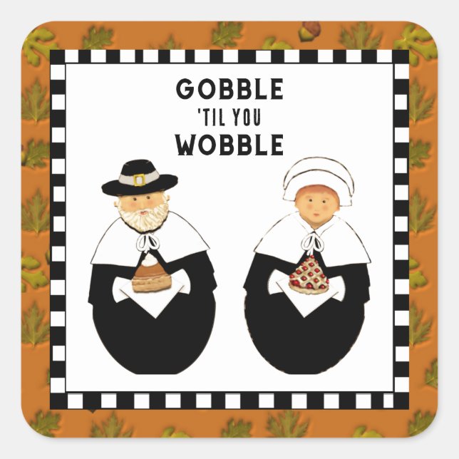 Sticker Carré Drôle de Thanksgiving (Devant)