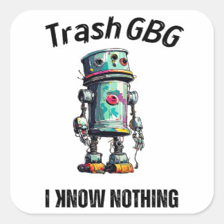 Sticker Carré Drôle d'IA - Humour de Geek pour Ordinateur Portab