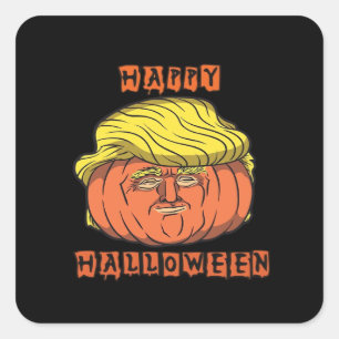 Sticker Carré Drôle Donald Citrouille Halloween