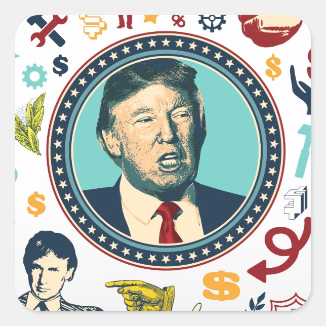 Sticker Carré drôle donald trump (Devant)