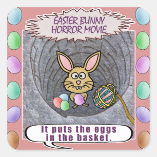 Sticker Carré Drôle film d'horreur lapin de Pâques
