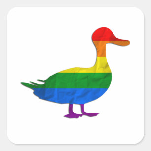 Sticker Carré Drôle Gay et Lesbian Pride Canard, Quack Quack
