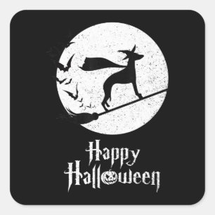 Sticker Carré Drôle Halloween Costume Sorcière Amoureux des chie