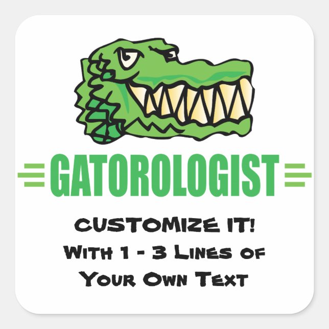 Sticker Carré Drôle J'Aime Les Alligators (Devant)