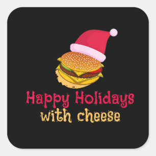 Sticker Carré Drôle Joyeux Vacances au fromage, fromage de Noël