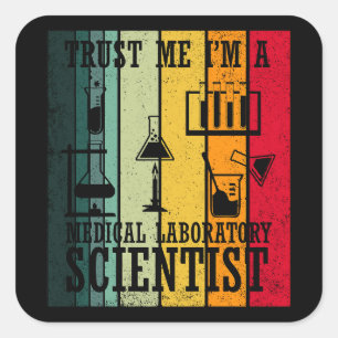 Sticker Carré Drôle laboratoire médical technologue humour