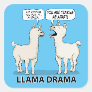 Sticker Carré Drôle Llama Drama