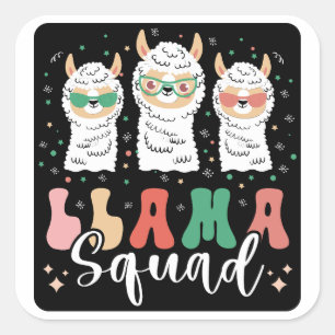 Sticker Carré Drôle Llama Squasse Lunettes de soleil Cool Llamas