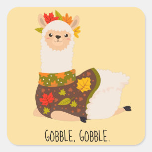 Sticker Carré Drôle Llama Turquie Thanksgiving