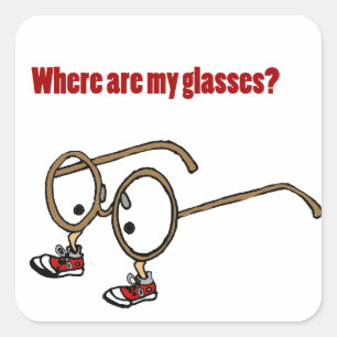 Sticker Carré Drôle Lost Eyeglasses Cartoon