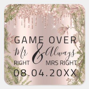 Sticker Carré Drôle Mariage M. Right Toujours Mme Right Game Ove