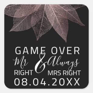 Sticker Carré Drôle Mariage M. Right Toujours Mme Right Game Ove