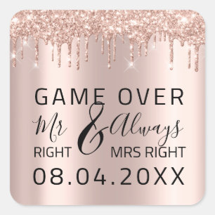 Sticker Carré Drôle Mariage M. Right Toujours Mme Right Game Ove