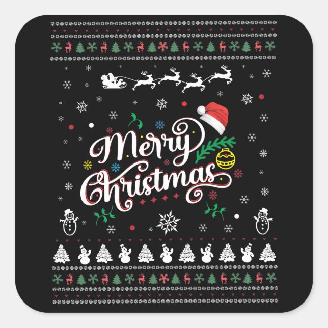 Sticker Carré Drôle Mauvais Joyeux Noël (Devant)