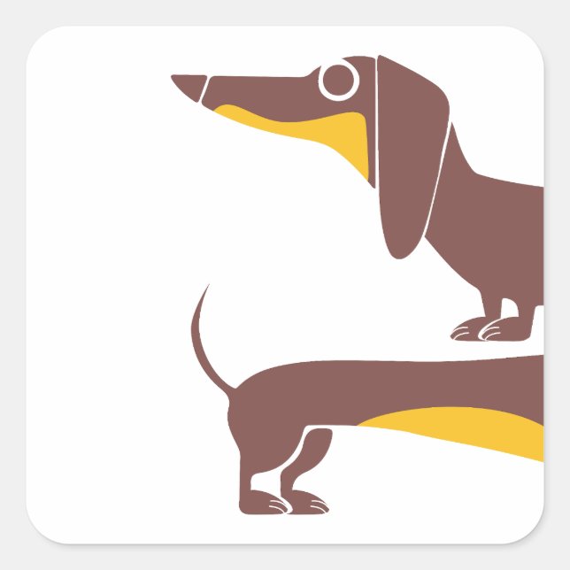 Sticker Carré Drôle mignon dachshund pour parent chien long (Devant)