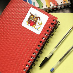 Sticker Carré Drôle Morning Cranky Owl