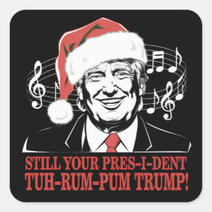 Sticker Carré Drôle Noël Président Trump Pyjamas Vilains Noël
