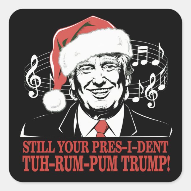 Sticker Carré Drôle Noël Président Trump Pyjamas Vilains Noël (Devant)