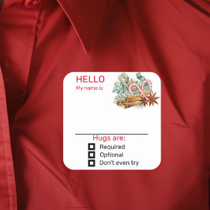 Sticker Carré Drôle Nom de la fête Balise Badge Noël