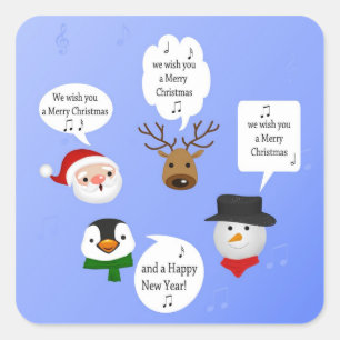 Sticker Carré Drôle Nous vous souhaitons un joyeux Noël